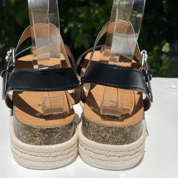 Qupid Cancun Black Rafia Espadrille Cork Wedge Platform Sandal - Picture 8 of 12